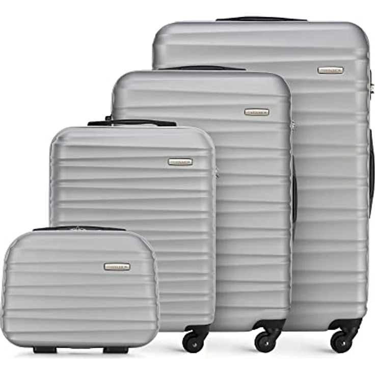 WITTCHEN Stabiler Koffer-Set 4tlg Trolley Koffer Reisekoffer Grau ABS Hartschalen Kofferset Trolley 4 Rollen Kombinationsschloss – Bild 1
