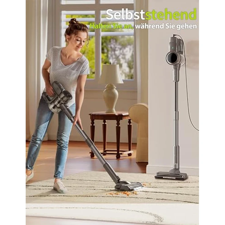 kalado KCV01, Akku Staubsauger 27000Pa, kabellos, 250W bürstenloser Motor, 45 Minuten Akkulaufzeit, 1000ML Staubbecher für harte Böden und Tierhaare – Bild 2