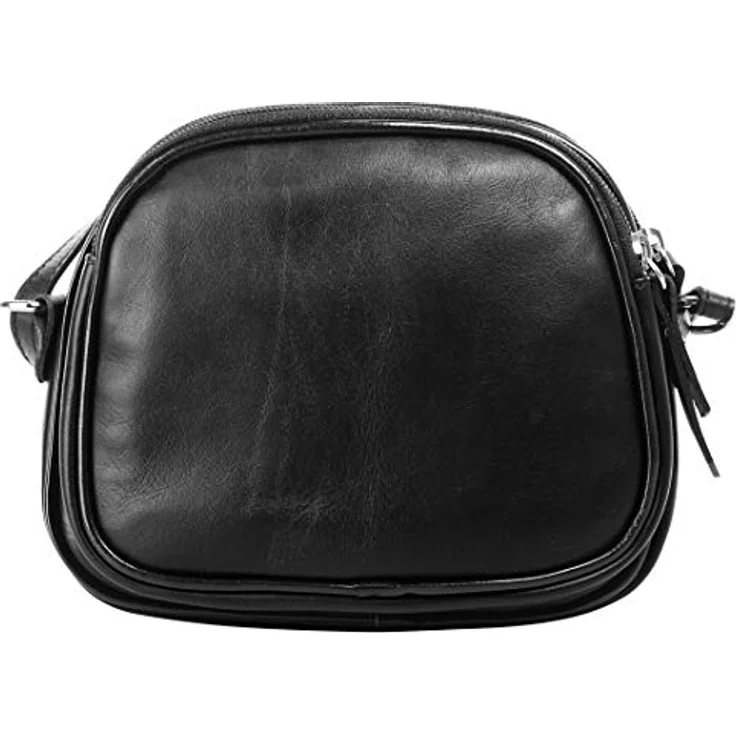 Cluty Umhängetasche, echt Leder, Made in Italy, 3 Fächer, längenverstellbarer Schultergurt, schwarz – Bild 5