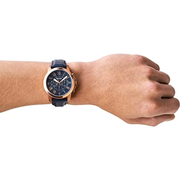 Fossil Herrenuhr Grant, QuarzChronographenwerk, 44mm RoségoldEdelstahlgehäuse mit Echtlederarmband, FS4835 – Bild 5