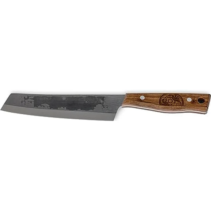 Petromax Kochmesser - handgefertigt in Solingen - Messer aus rostfreiem Stahl mit Oxidschicht - Küchenmesser mit Holzgriff - 17 cm Klingenlänge - 3 mm Stärke – Bild 3