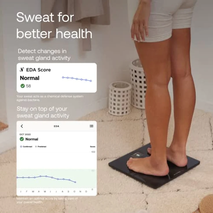 WITHINGS BODY COMP — WLAN Smart Waage mit vollständiger Körperanalyse inkl. Fettanteil, Muskelmasse, Knochendichte, Viszeralfett, Digitale Personenwaagen /Körperfettwaage mit Bluetooth – Bild 4
