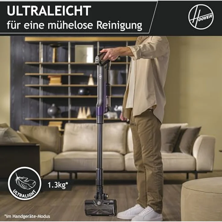 Hoover HF2, ultraleichter kabelloser Akku Staubsauger mit 3X Verdichtung, Anti-Twist, LED-Leuchten, 40 min Laufzeit für alle Böden – Bild 2