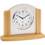 AMS Funktischuhr F5123/18, klassische Holz Uhr in buchefarben, Made in Germany, für Wohnzimmer und Esszimmer