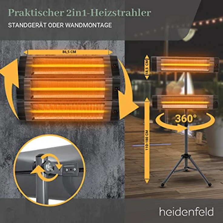 Heidenfeld Infrarot Heizstrahler IH100, Infrarotheizung – Bild 4
