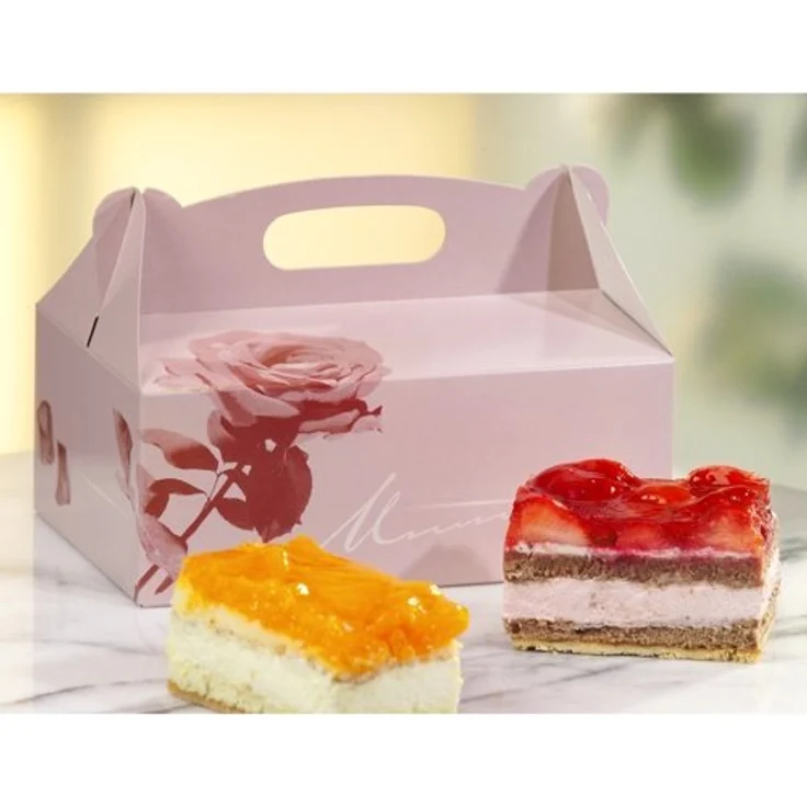 PAPSTAR Gebäck-Kartons, Pappe eckig 26 cm x 22 cm x 9 cm rosé mit Tragegriff Art.-Nr.: 18853 – Bild 1