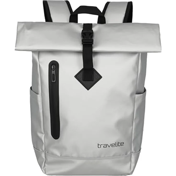travelite BASICS Roll-Up Rucksack, Freizeitrucksack für Wandern und Reisen, wasserfestes Plane-Material, atmungsaktive Rückwand, in Trendfarben erhältlich – Bild 1