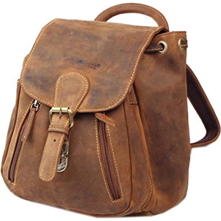 Greenburry Vintage City Rucksack, 100% Leder, 25 cm, braun – Bild 2