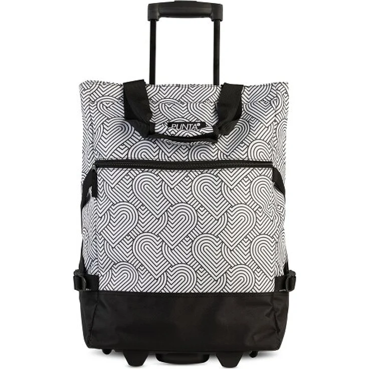 Punta Punta Wheel "Print" Einkaufstrolley, 50 cm, weiß-schwarz, 100% Polyester – Bild 1