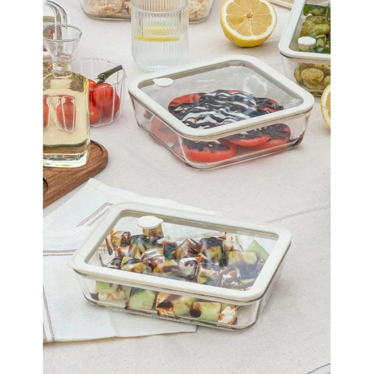 COFI 1453 Frischhaltedosen aus Borosilikatglas, rechteckig, luftdicht, stapelbar, 1550 ml, BPA-frei, spülmaschinengeeignet