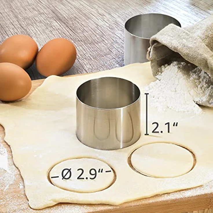 Lurch 220285 Speiseringe Edelstahl Set 8-teilig: 6 Ringe Durchmesser 7,5 cm x H 5,5 cm, 1 Stampfer, 1 Tablett – Bild 3