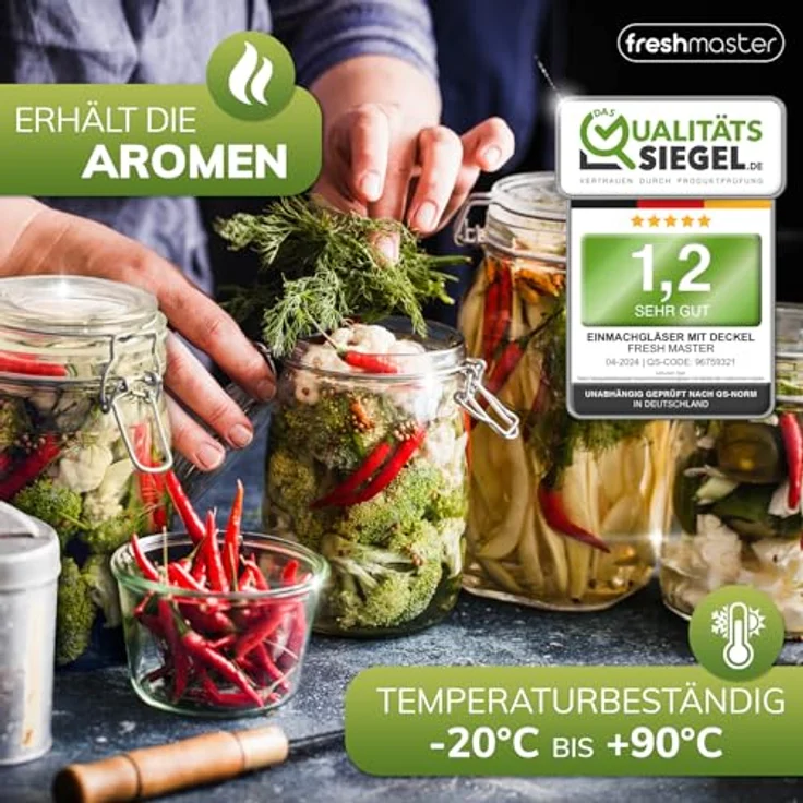 Fresh Master Einmachglas Vorratsgläser mit Drahtbügel-Verschluss, Glas, (6-tlg), mit Bügelverschluss, 6 x 500ml – Bild 5
