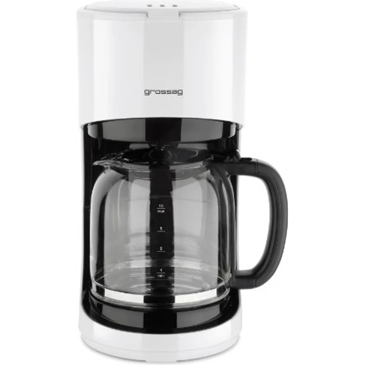 grossag Filter-Kaffeemaschine mit Glaskanne KA 70.10, 1,4 Liter für 10 Tassen Kaffee, 900 Watt und 240 Volt, Schwarz ? Weiß – Bild 2
