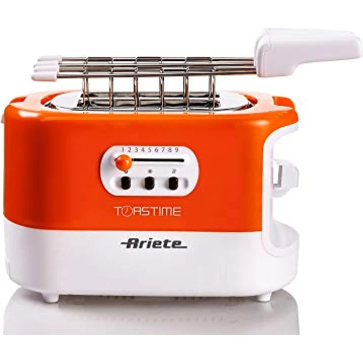 Ariete 159 Toastime Toaster 2 Scheiben mit Zange, Krümelschublade Weiß-Orange – Bild 5