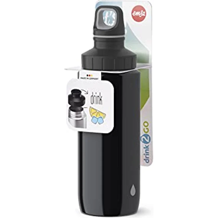 Emsa Light Steel 518353 Edelstahl Trinkflasche, 0,6 Liter, Schraubverschluss, Drop Grey – Bild 6