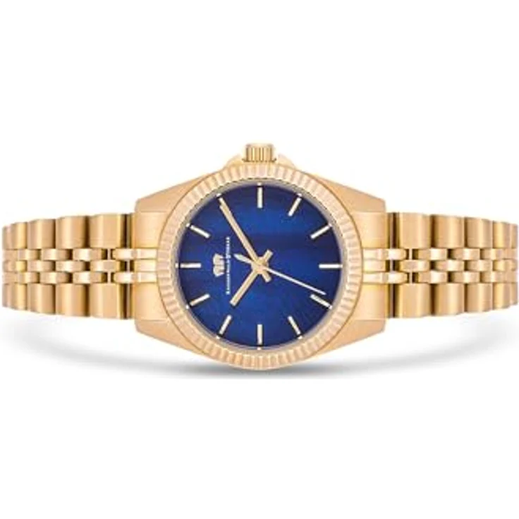 Rhodenwald & Söhne Damen Uhr analog Japan Quarzwerk mit Edelstahl gelbgold Armband 10010369, Perlmutt-Zifferblatt in Blau, wasserdicht bis 5 ATM – Bild 3