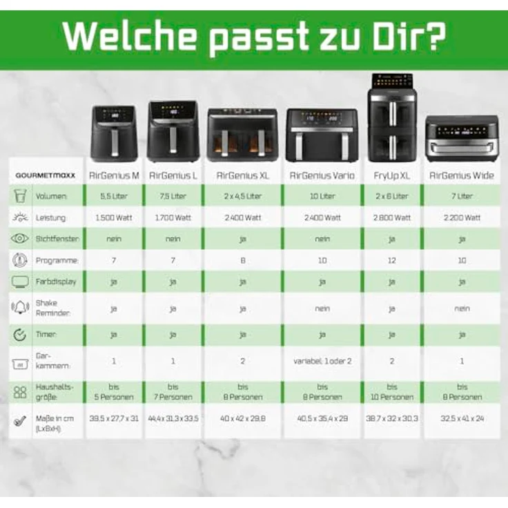 GOURMETmaxx FryUp XL, vertikale Doppelkammer Heißluftfritteuse mit 12 L und Sichtfenster, 2800 W, schwarz, mit 9,6 Zoll Multi-Colour LED-Touchdisplay & 12 Programmen – Bild 12