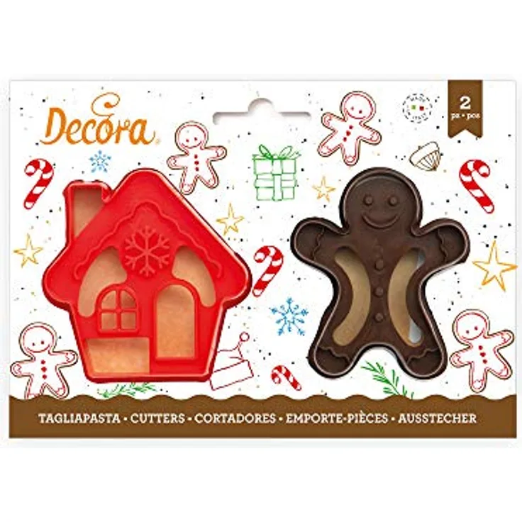 DECORA 0255094 AUSSTECHER AUS KUNSTSTOFF GINGERBREAD MAN & HOUSE 2-TLG.