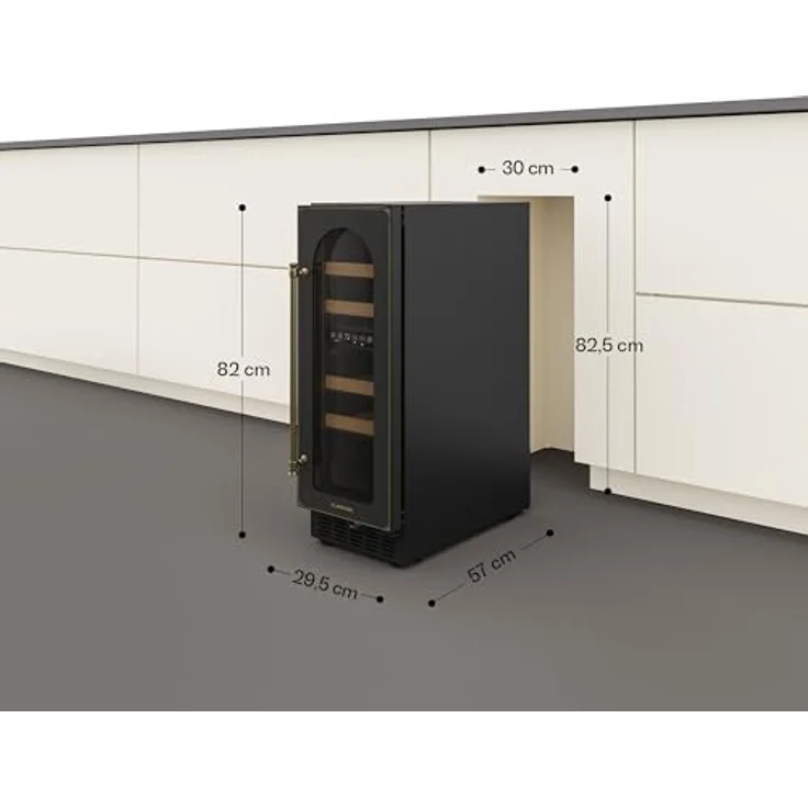 Klarstein Vinovilla 17 Built-in Duo Vilhelmine Edition Weinkühlschrank, Einbau, schwarz antik-Gold-Metallic, 17 Flaschen, Glastür, Energieklasse F – Bild 8