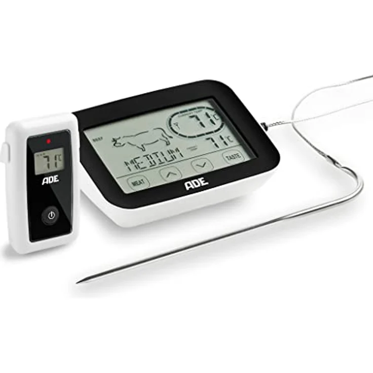 ADE BBQ 1408 Funk-Bratenthermometer. Digitales Grill-Thermometer mit Touch-Display, Funkempfänger, Messgabel aus Edelstahl. Elektronisches Ofenthermometer für den perfekten Garpunkt. Inkl. Batterien – Bild 2