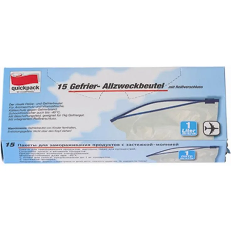 Gefrier-/Allzweckbeutel mit Reißverschluss 1,0 l, 15 Stück 20 x 18 cm