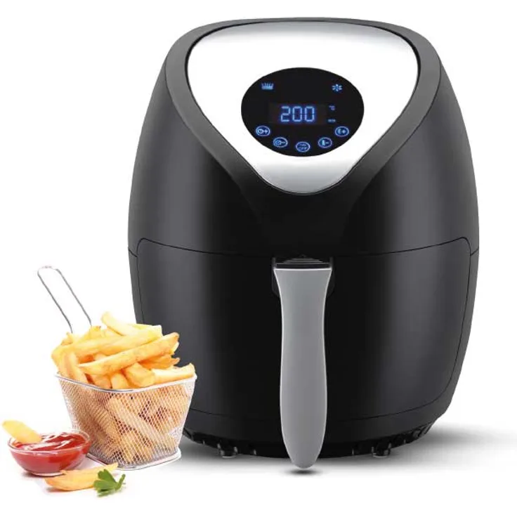 Lentz GL-661A Heißluftfritteuse, 3,6L, 1400 Watt, Kunststoff, Frittieren ohne Fett, Timer, Überhitzungsschutz, schwarz