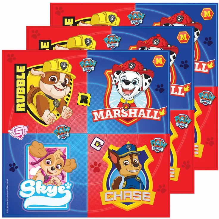 Servietten | Blau | 16 Stück | Paw Patrol | 2-lagig | Party Kinder Geburtstag