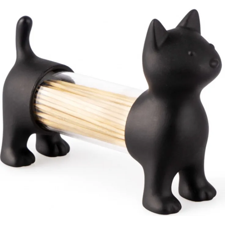 Zahnstocherhalter Cat 12 cm Acryl-Polyvinylchlorid schwarz
