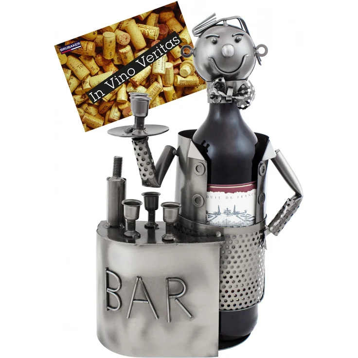 BRUBAKER Wein Flaschenhalter Barkeeper Metall Skulptur mit Geschenkkarte