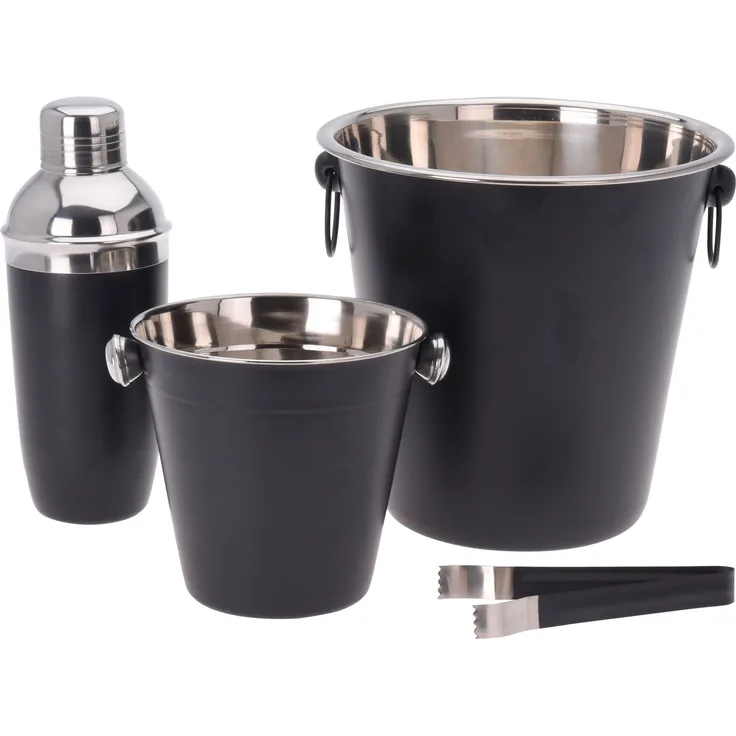 Cocktail-Set aus Edelstahl, 4-teilig, schwarz