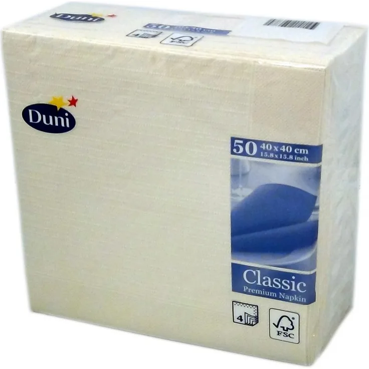 Duni 50 Zelltuch Servietten 4-Lagig Klassik Champagne 40cm x 40cm
