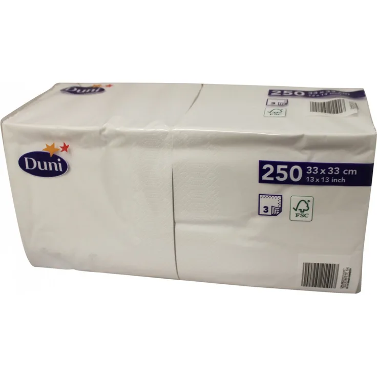 Duni 250 Zelltuch Servietten Weiß 33cm x 33cm