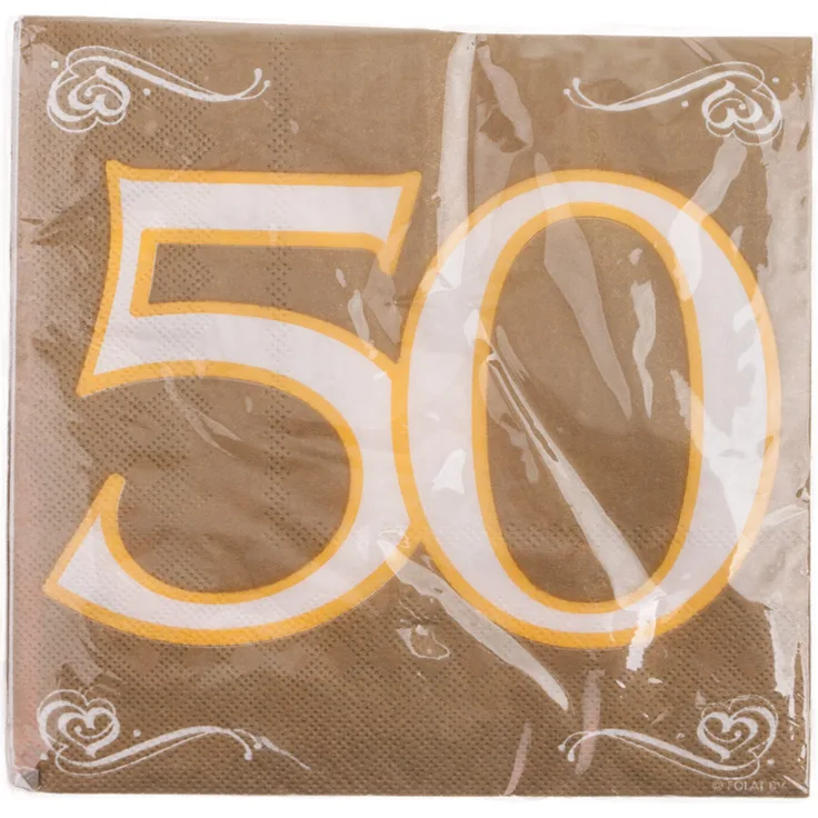 Folat servietten 50 Jahre 33 cm Gold 20 Stück
