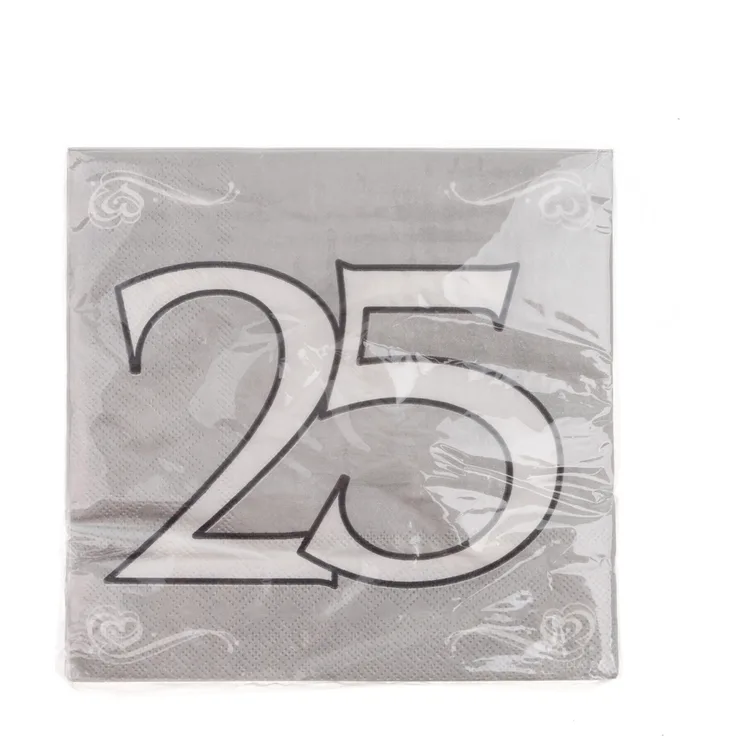 Folat servietten 25 33 x 33 cm Papier Silber 20 Stück