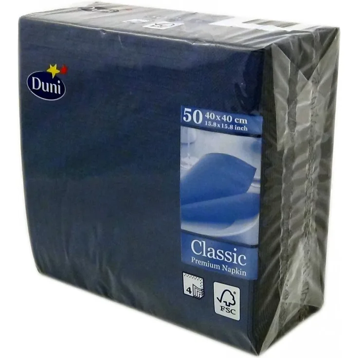 Duni 50 Zelltuch Servietten 4-Lagig Klassik Dunkelblau 40cm x 40cm