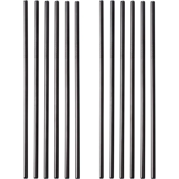 Edelstahl Trinkhalme 12er Set Schwarz Gerade