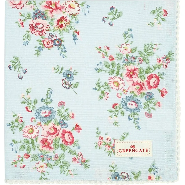 Greengate Ailis Stoffserviette mit Spitze pale blue 40x40cm