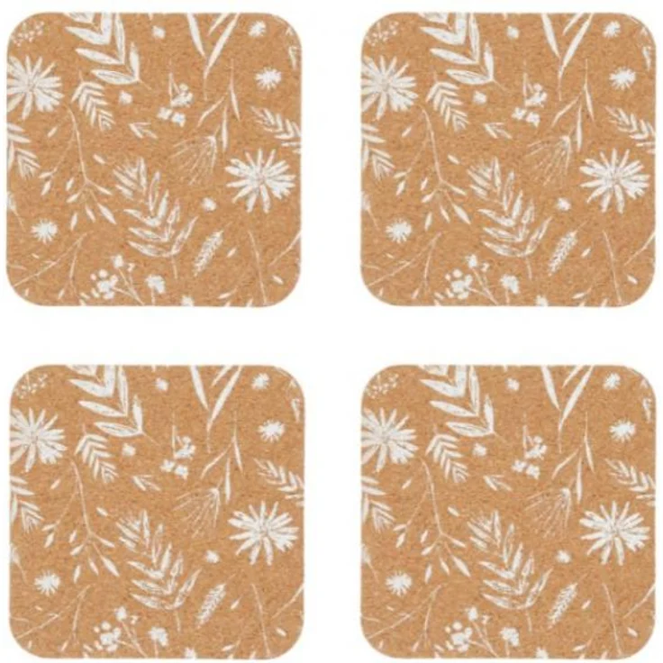 KitchenCraft untersetzer 12 cm Kork hellbraun-weiß 4 Stück