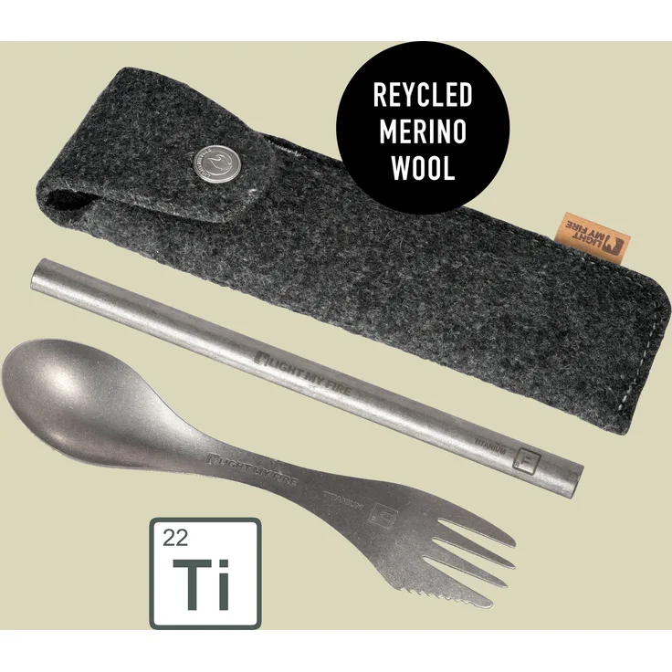 Light My Fire Spork'n Straw Kit Titanium Besteck und Trinkhalm mit Etui