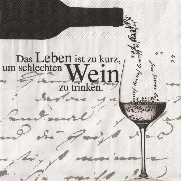 Räder P.e.t. Vino Weinserviette Das Leben ist zu kurz