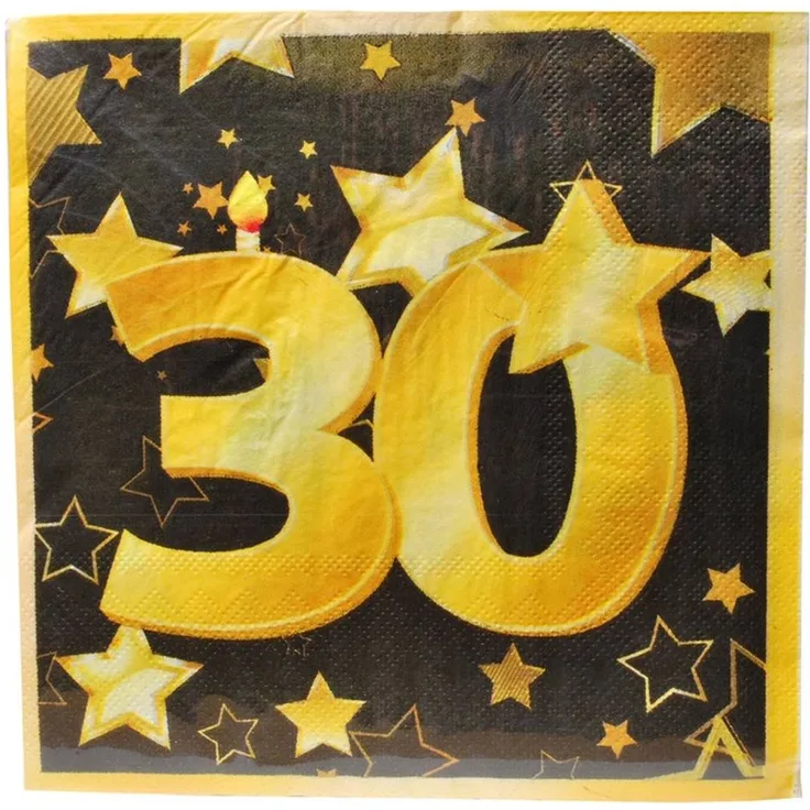 Servietten 30, 20-tlg., schwarz-gold