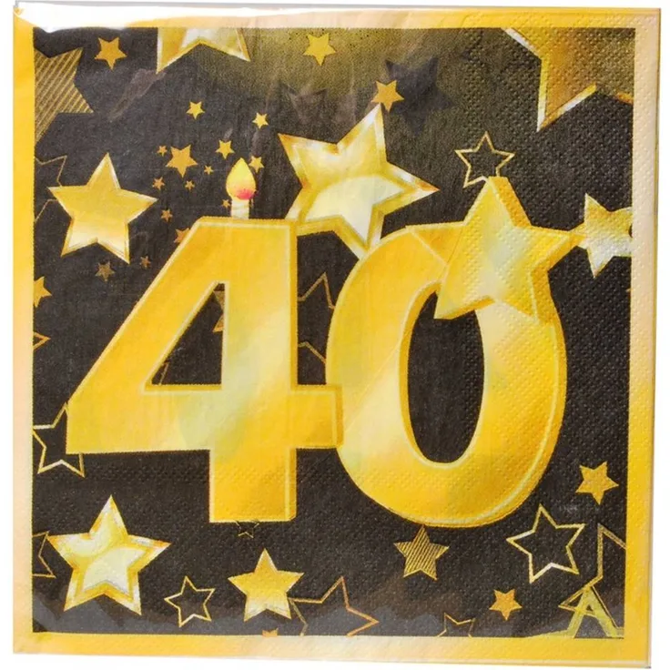Servietten 40, 20-tlg., schwarz-gold
