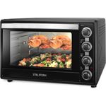 Stillstern Minibackofen mit Umluft (60L) Deutsche Version, 2x Backblech, Ofenhandschuhe, Rezeptheft, Drehspieß, Timer, Innenbeleuchtung, 2200W, Toaster Grill Pizzaofen Mini Backofen ideal für Camping