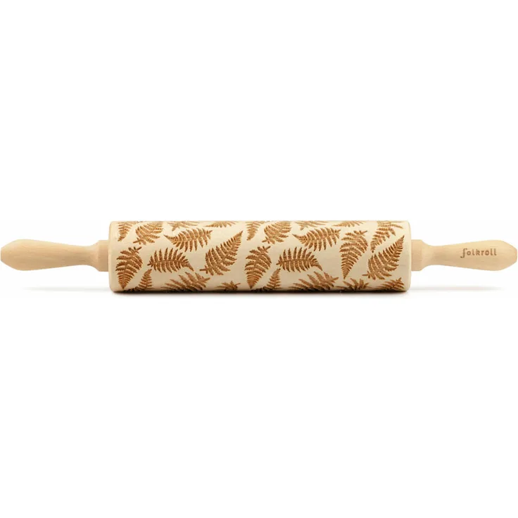 Folkroll Teigrolle Farn, groß, 43 cm, Nudelholz, Prägerolle, Muster, Motiv, Rolle, Buchenholz, 337042