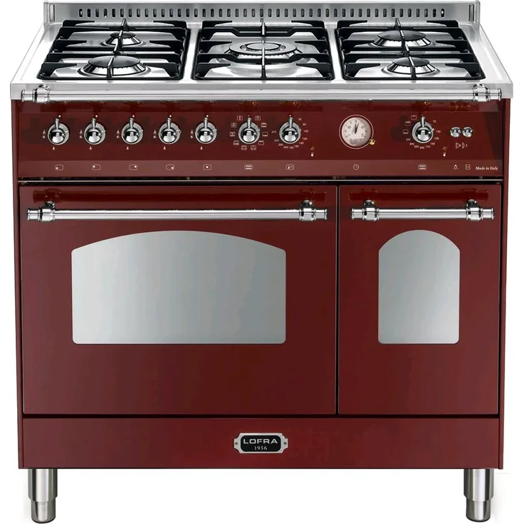 Lofra RRD 96 MFTE-CI - DOLVITA - DOUBLE OVEN 90 cm - Burgundy - Chrome Finish