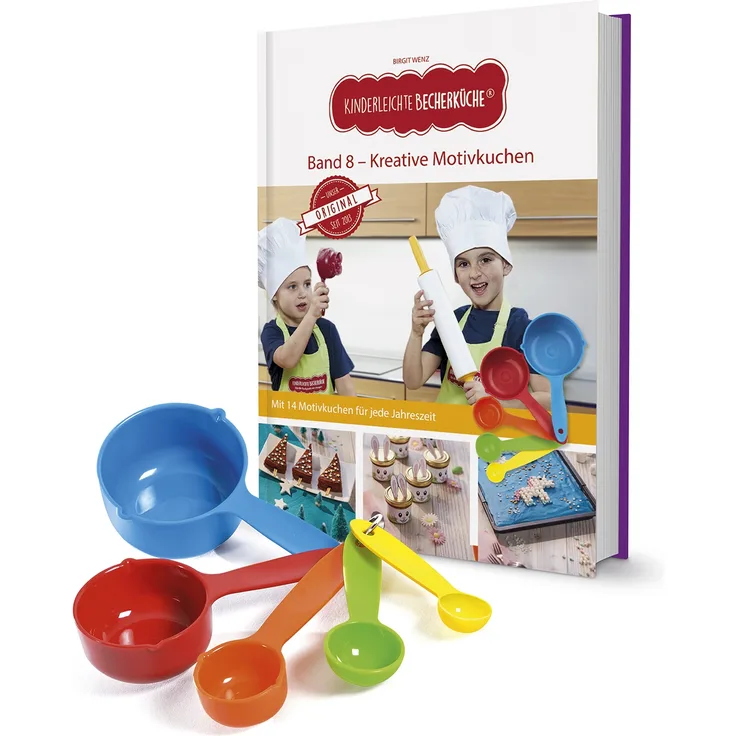 Kinderleichte Becherküche - Band 8 - Kreative Motivkuchen, Set inkl. 5 Messbecher + Rezeptbuch