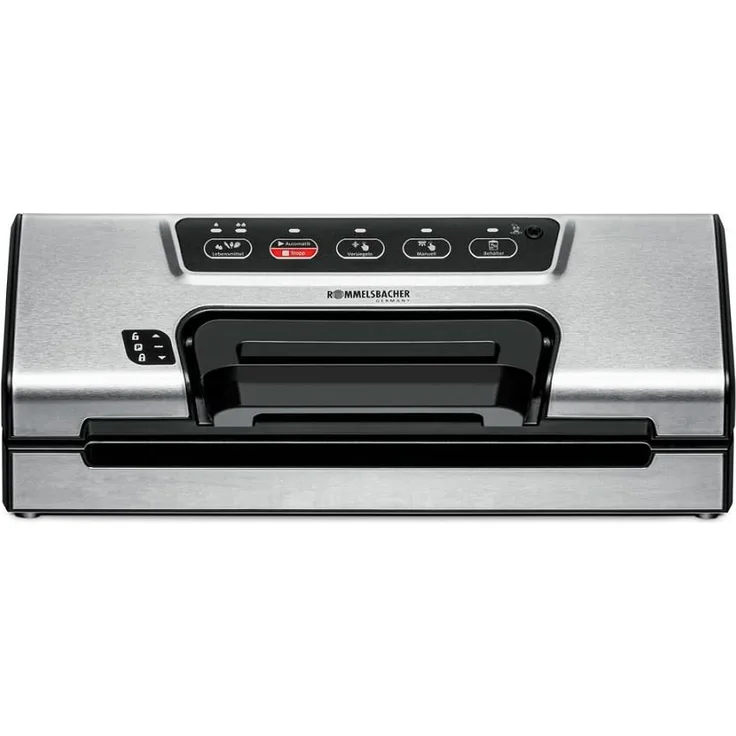Rommelsbacher VAC 385 Vakuumierer, 120W, vollautomatisch, 12 Liter/Minute, inkl. 10 Folienbeutel, 1 Folienrolle, Vakuumierschlauch für Vakuumbehälter, edelstahl
