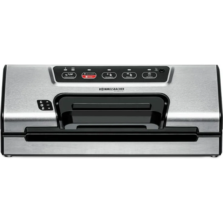 Rommelsbacher VAC 385 Vakuumierer, 120W, vollautomatisch, 12 Liter/Minute, inkl. 10 Folienbeutel, 1 Folienrolle, Vakuumierschlauch für Vakuumbehälter, edelstahl – Bild 1