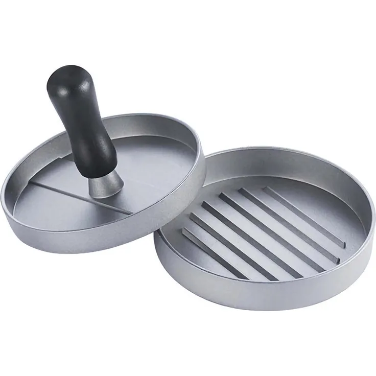 Intirilife praktische Hamburger Presse in Grau mit 11.5 cm Durchmesser - Zum Grillen Campen für Zuhause und Caterer