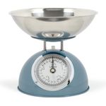 LIVOO DOM443B Küchenwaage, analog, Edelstahlschüssel 1,8 Liter, Retro, 5 kg Tragkraft, blau